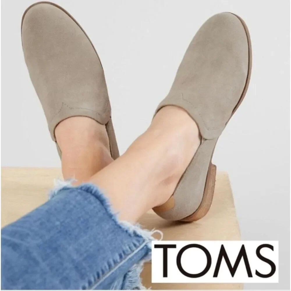 EUC TOMS Gray Shaye Suede Leather Loafers
